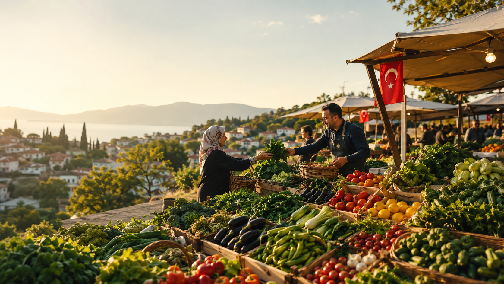 Türkiye'de üretici ve tarımsal ürünlerin yer aldığı pazar sahnesi